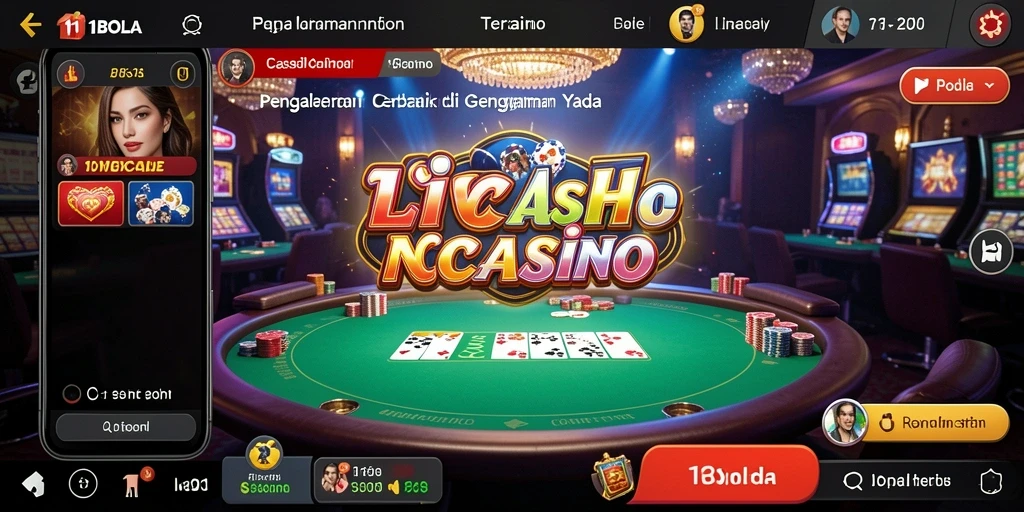 Screenshot gameplay 11BOLA dengan dealer langsung dan suasana kasino yang nyata.