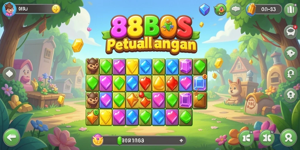 Tampilan gameplay Match-3 yang memikat di 88BOS.