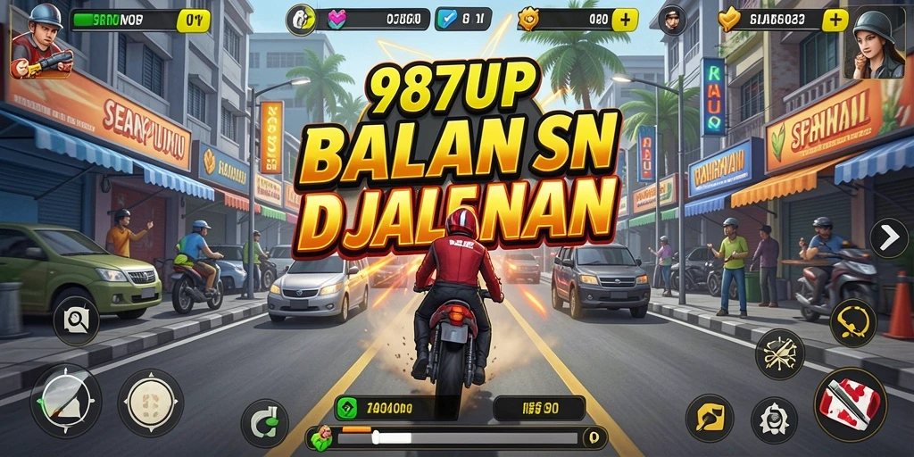 Tampilan gameplay 987UP yang menampilkan aksi balapan seru.