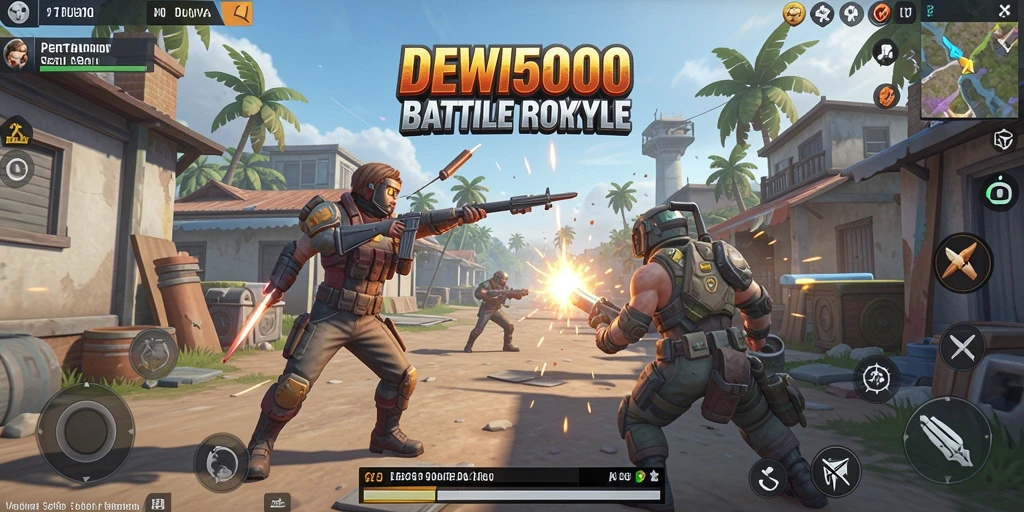Screenshot gameplay DEWI5000, menampilkan aksi seru dalam pertempuran Battle Royale.