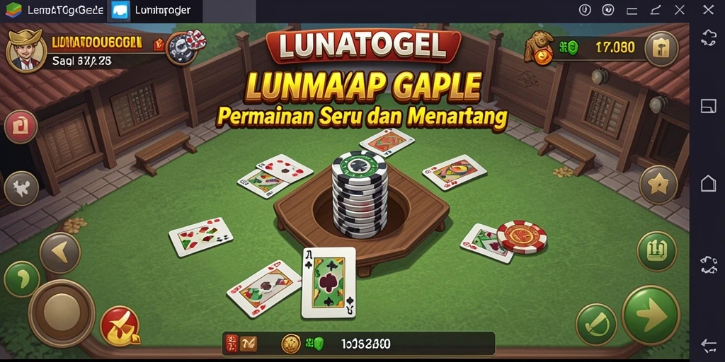 Tampilan gameplay seru dalam permainan Gaple LUNATOGEL.