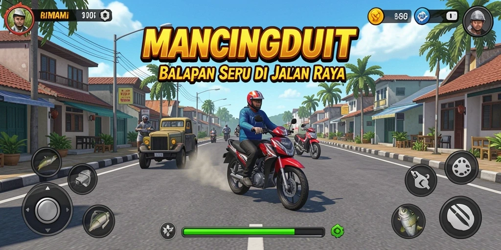 Gameplay MANCINGDUIT menunjukkan balapan motor yang menegangkan.
