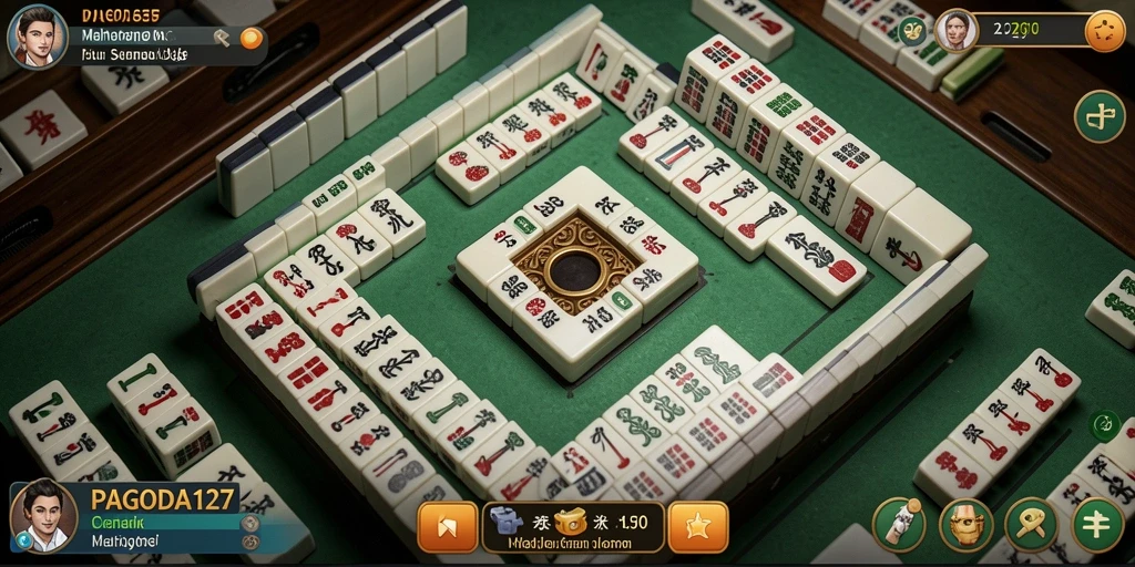 Tangkapan layar permainan PAGODA127 menampilkan suasana gameplay Mahjong yang seru.