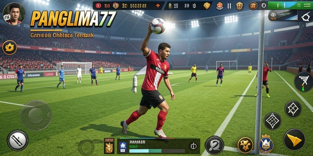 Tampilan gameplay menghadirkan aksi olahraga yang seru dan dinamis.