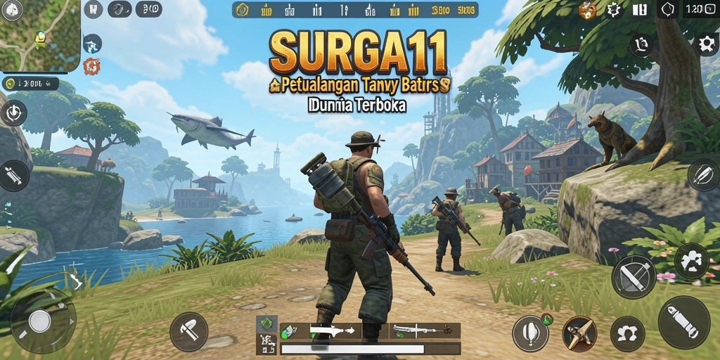 Screenshot gameplay SURGA11 yang menampilkan dunia terbuka yang luas dan beragam.